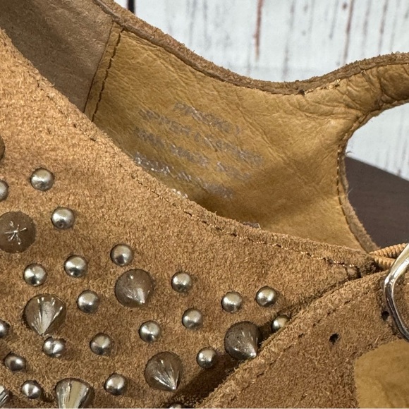 JEFFREY CAMPBELL NIGHT WALK PRICKLY Studded Tan Suede heelless Platforms 6 New - Picture 13 of 17
